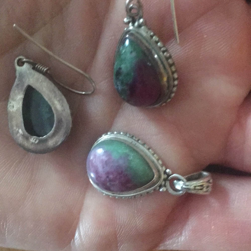 Bali Style Pear Shape Ruby Zoisite Set - image 3